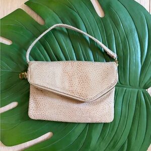 HOBO Mini Clutch Foldover snakeskin leather bag adjustable strap shoulder bag
